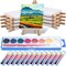 12-Piece Mini Watercolor Painting Kit – 4 x 4 Inch Canvases with Easels, 8 Watercolor Paints, Brush Included, Kids DIY Art Party Favor, School & Birthday Supplies